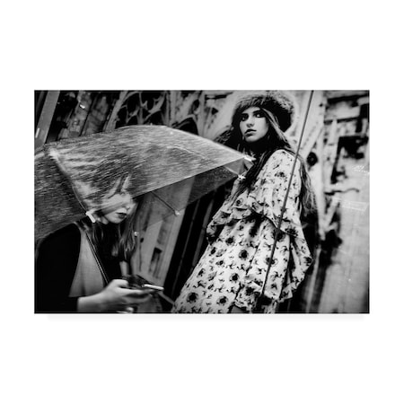 Tatsuo Suzuki 'Glancing At An Umbrella' Canvas Art,16x24